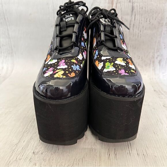 NIB Y.R.U. Qozmo black lo Care Bears platform sneakers in black sky Sz 8 - Picture 4 of 10